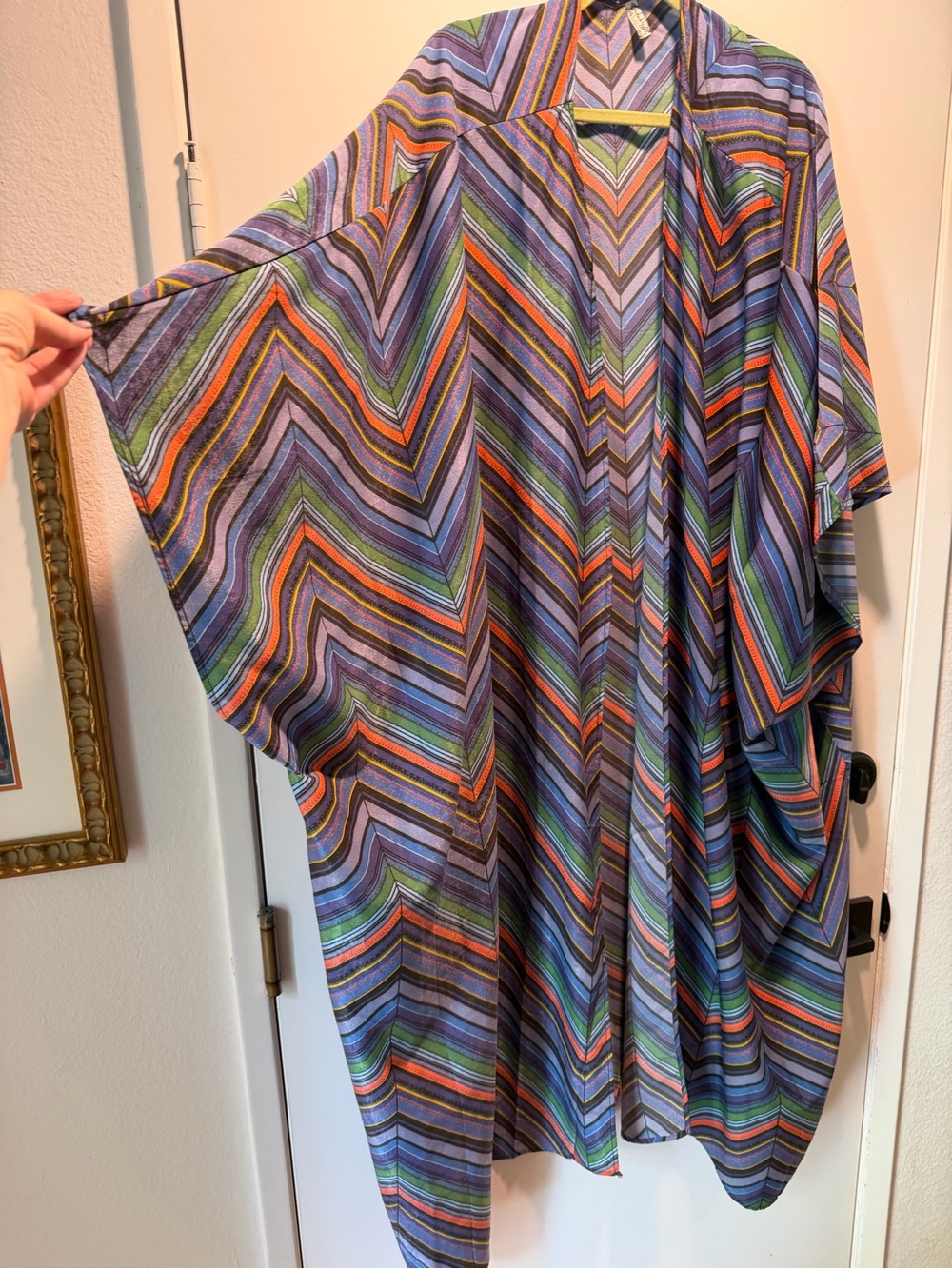 Free People Striped Chevron Kimono in Purple, Green, Blue & Orange